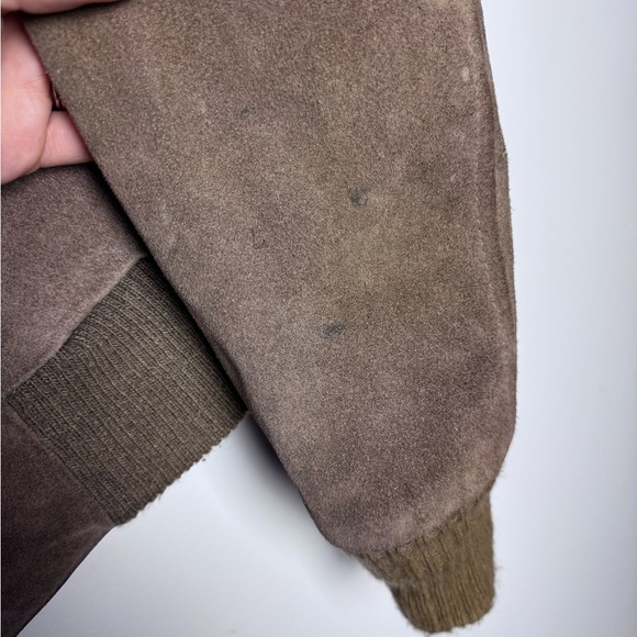 VTG Genuine Real Leather 42 Bomber Jacket Coat Brown Tan Full Zip Zipper Lined - Picture 5 of 9